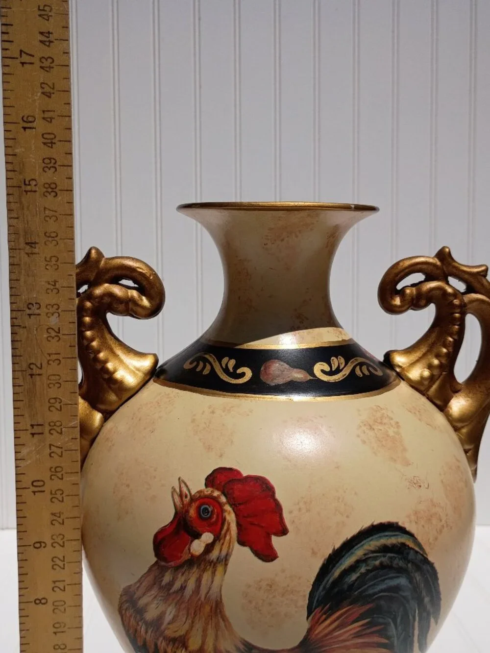 Vtg La Dolce Vita Ja Designs Antique Rooster Collection Ceramic Vase Urn 15.5